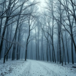 Questo puoi udirlo: il silenzio di un bosco innevato all’alba