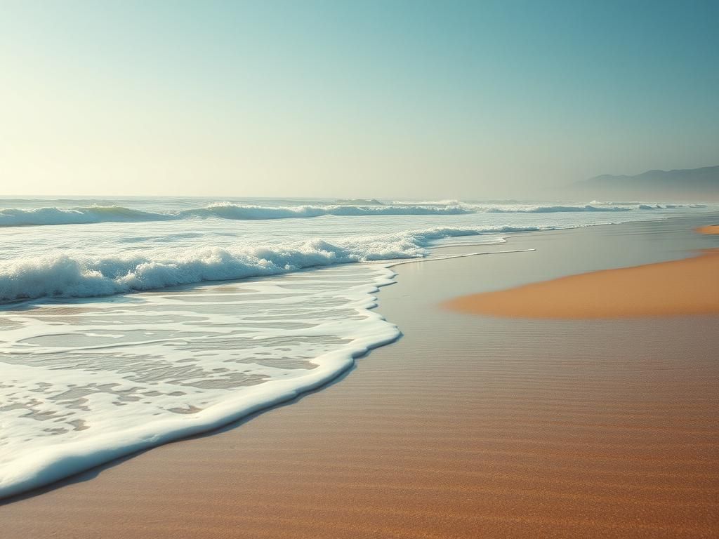 Questo puoi udirlo: le onde che si ritirano lentamente sulla sabbia bagnata