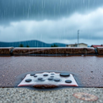 Questo puoi udirlo: la pioggia leggera che cade su un tetto di lamiera